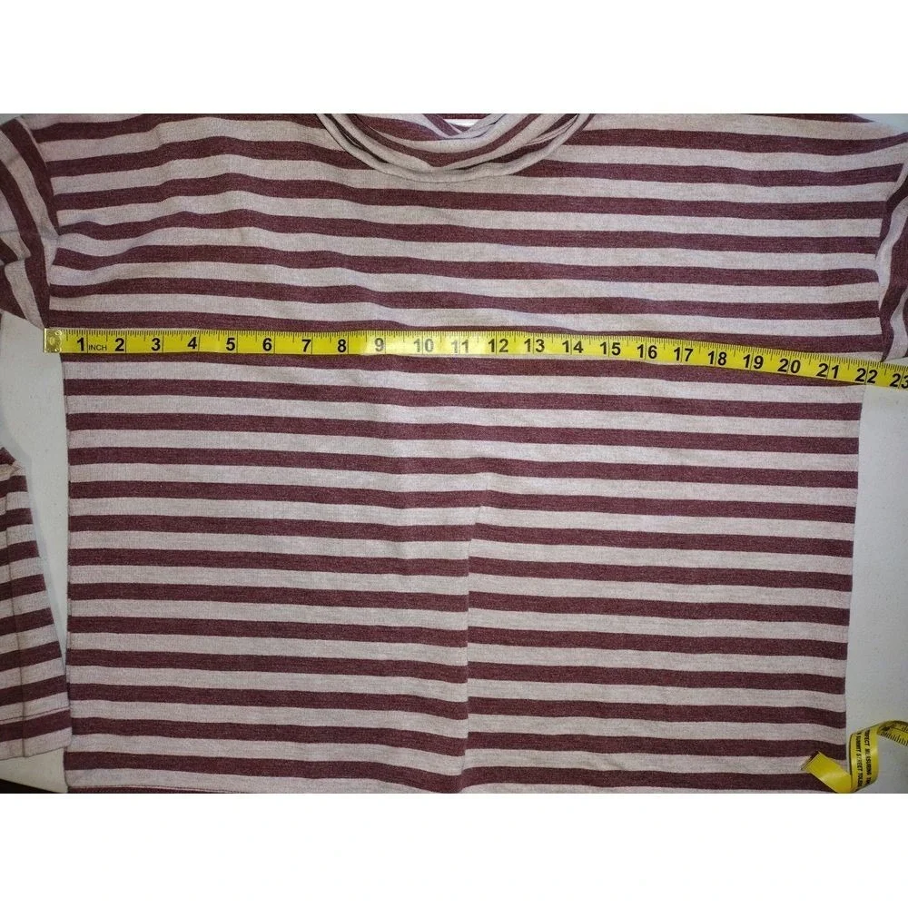 J‎ Crew Burgundy Stripe Cowl Neck Long Sleeve Pullover Top Women Size S